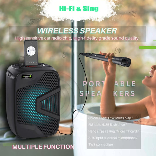 NewRixing NRG501B Outdoor Karaoke Wireless Speaker High-Power Audio Amplifier With Mic - Desktop Speaker by NewRixing | Online Shopping UK | buy2fix