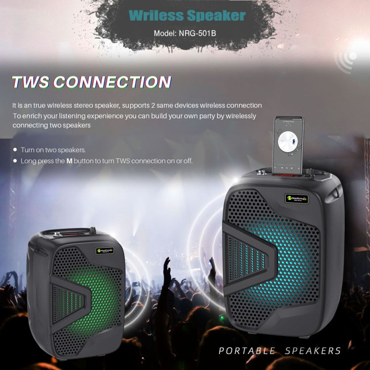 NewRixing NRG501B Outdoor Karaoke Wireless Speaker High-Power Audio Amplifier With Mic - Desktop Speaker by NewRixing | Online Shopping UK | buy2fix