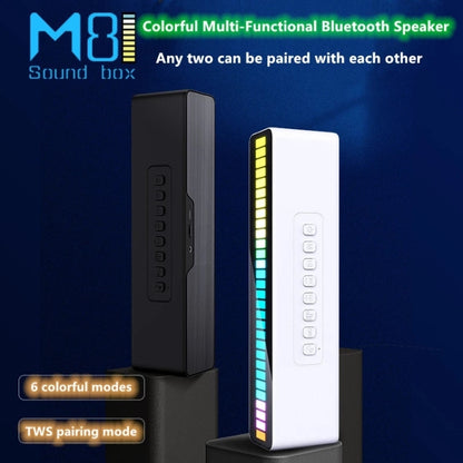 Duosi M8 LED Pickup Rhythm Ambient Light Multi-function TWS Bluetooth Speaker Bar(White) - Desktop Speaker by Duosi | Online Shopping UK | buy2fix