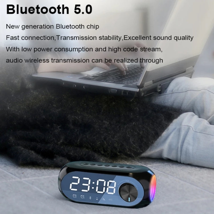 AEC S8 Alarm Clock Bluetooth Speakers with LED Light Support TF / FM(White) - Desktop Speaker by AEC | Online Shopping UK | buy2fix