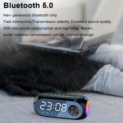 AEC S8 Alarm Clock Bluetooth Speakers with LED Light Support TF / FM(White) - Desktop Speaker by AEC | Online Shopping UK | buy2fix