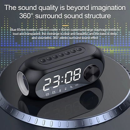 AEC S8 Alarm Clock Bluetooth Speakers with LED Light Support TF / FM(White) - Desktop Speaker by AEC | Online Shopping UK | buy2fix