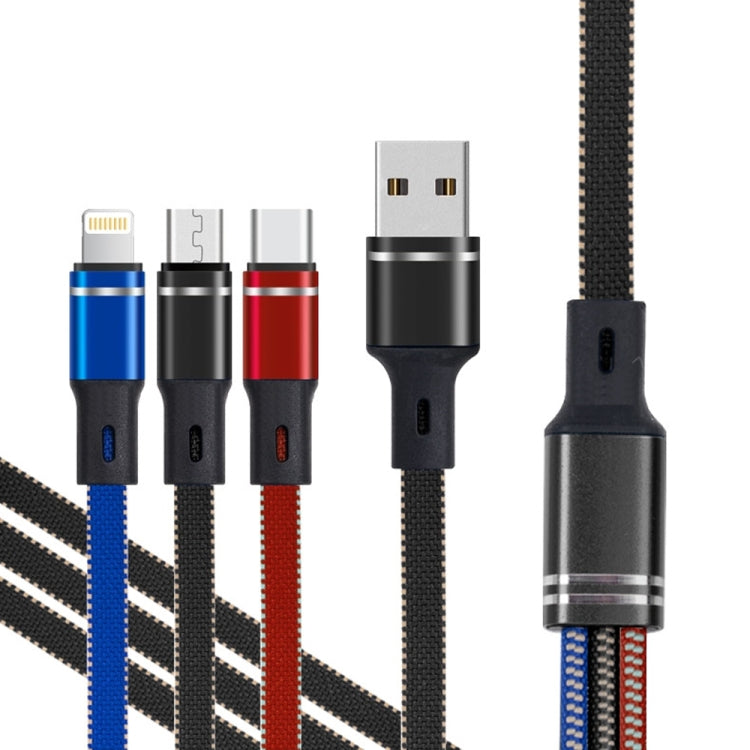 XJ-76 40W 5A 3 in 1 USB to 8 Pin + Type-C + Micro USB Super Flash Charging Cable, Length: 1.18m(Colour) by buy2fix