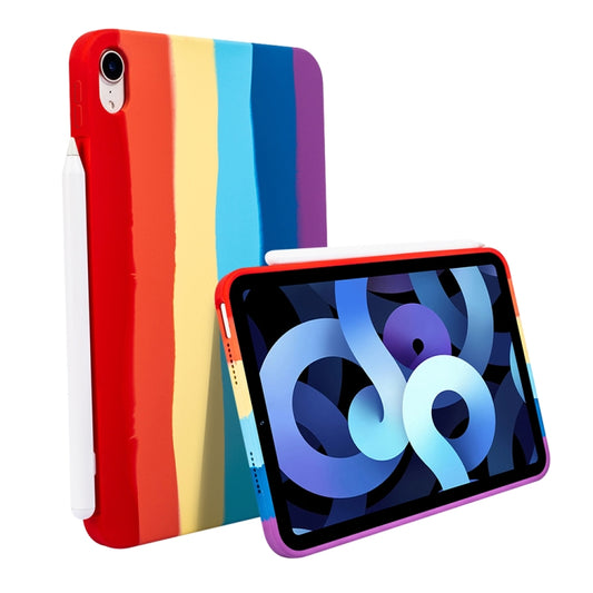 Liquid Silicone Magnetic Pen Function Tablet Case for iPad Air 2020 / 2022 10.9(Rainbow) - More iPad Cases by buy2fix | Online Shopping UK | buy2fix