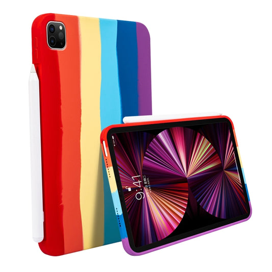 Liquid Silicone Magnetic Pen Function Tablet Case For iPad Pro 12.9 2018 / 2020 / 2021(Rainbow) - iPad Pro 12.9 (2020) Cases by buy2fix | Online Shopping UK | buy2fix