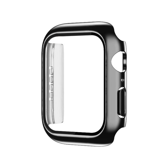 Electroplating Monochrome PC+Tempered Film Watch Case For Apple Watch Series 9 / 8 / 7 45mm(Black)