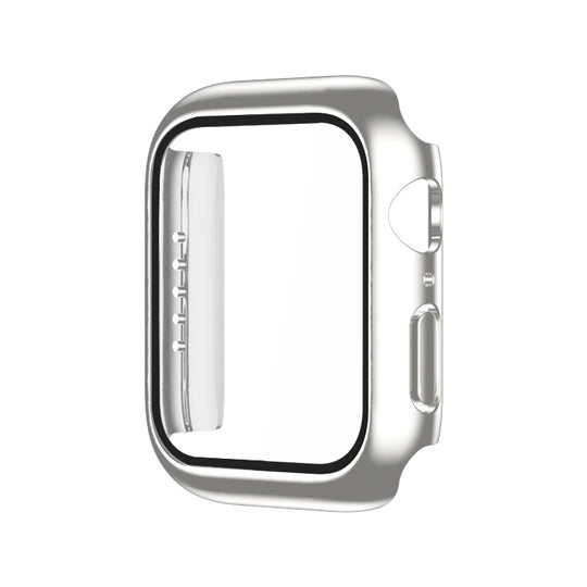 Electroplating Monochrome PC+Tempered Film Watch Case For Apple Watch Series 6/5/4/SE 44mm(Silver)