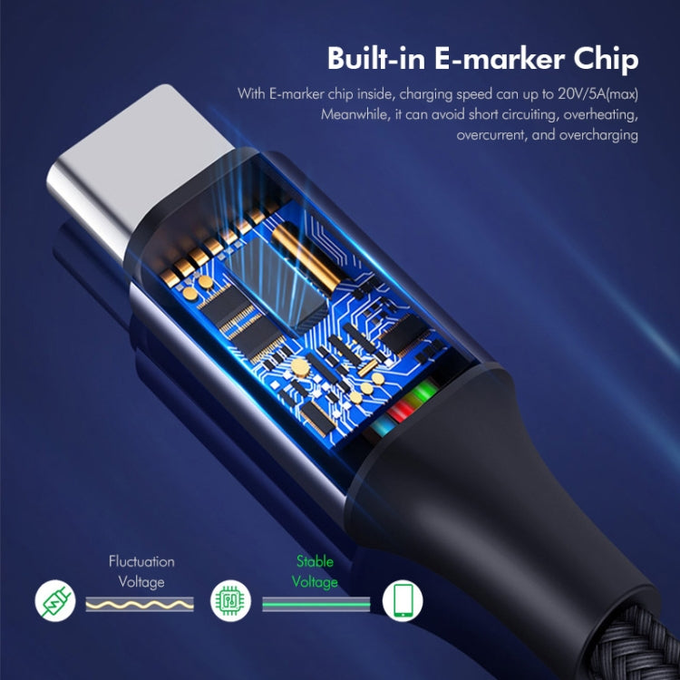 ENKAY PD100W 5A USB-C / Type-C to Type-C Elbow Fast Charging Cable with E-Marker, Length:1m by ENKAY