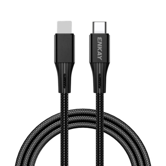 ENKAY PD 20W 3A USB-C / Type-C to 8 Pin Fast Charging Nylon Braided Data Cable, Length:1m(Black) by ENKAY