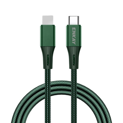 ENKAY PD 20W 3A USB-C / Type-C to 8 Pin Fast Charging Nylon Braided Data Cable, Length:1m(Green) by ENKAY