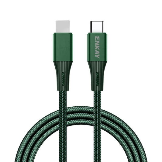 ENKAY PD 20W 3A USB-C / Type-C to 8 Pin Fast Charging Nylon Braided Data Cable, Length:1m(Green) by ENKAY