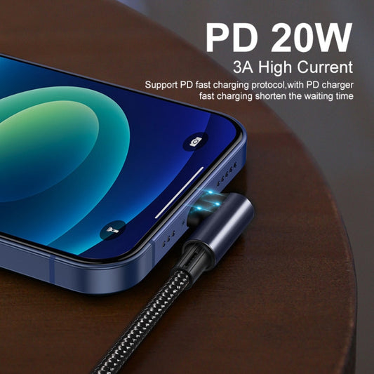 ENKAY PD 20W 3A USB-C / Type-C to 8 Pin Elbow Fast Charging Nylon Braided Data Cable, Length:1m(Green) by ENKAY