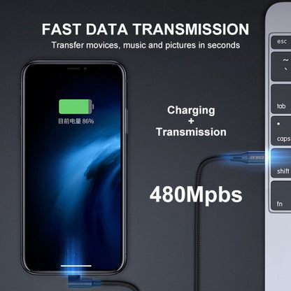 ENKAY PD 20W 3A USB-C / Type-C to 8 Pin Elbow Fast Charging Nylon Braided Data Cable, Length:1m(Black) by ENKAY