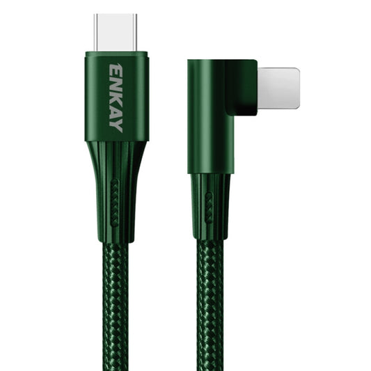 ENKAY PD 20W 3A USB-C / Type-C to 8 Pin Elbow Fast Charging Nylon Braided Data Cable, Length:2m(Green) by ENKAY