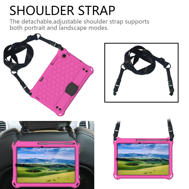 For Lenovo X306 / X606 / K10 Honeycomb EVA + PC Shockproof Tablet Case with Strap(Rose Red+Black) - Lenovo by buy2fix | Online Shopping UK | buy2fix