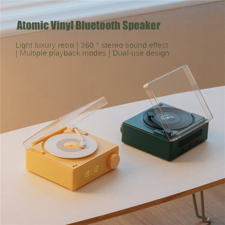 Duosi X11 Vinyl Atomic Retro Bluetooth Speaker Desktop Creative Alarm Clock(Yellow) - Desktop Speaker by Duosi | Online Shopping UK | buy2fix