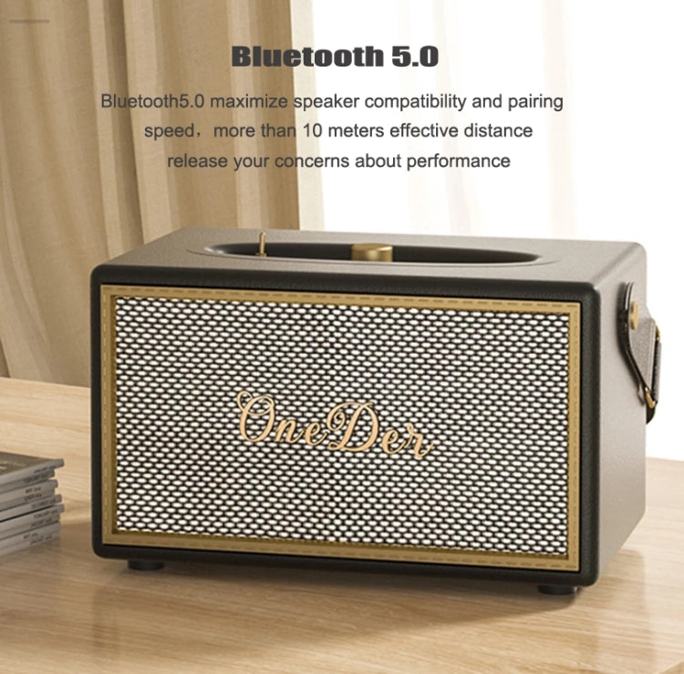 Oneder D6 40W Retro Classic Wooden Portable Outdoor Bluetooth Speaker(Black) - Desktop Speaker by OneDer | Online Shopping UK | buy2fix