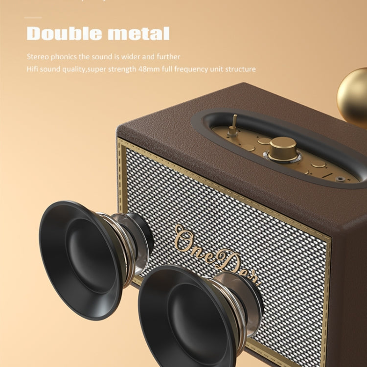 Oneder D6 40W Retro Classic Wooden Portable Outdoor Bluetooth Speaker(Brown) - Desktop Speaker by OneDer | Online Shopping UK | buy2fix