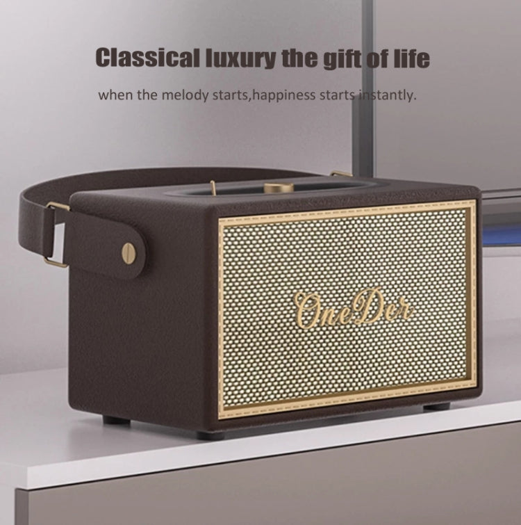 Oneder D6 40W Retro Classic Wooden Portable Outdoor Bluetooth Speaker(Brown) - Desktop Speaker by OneDer | Online Shopping UK | buy2fix