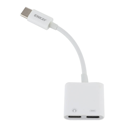 ENKAY ENK-AT105 USB-C / Type-C to Dual Type-C Headphone & Charging Adapter Data Cable - Audio Adapter by ENKAY | Online Shopping UK | buy2fix