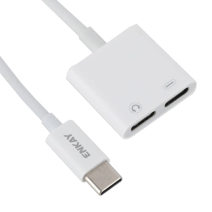 ENKAY ENK-AT105 USB-C / Type-C to Dual Type-C Headphone & Charging Adapter Data Cable - Audio Adapter by ENKAY | Online Shopping UK | buy2fix