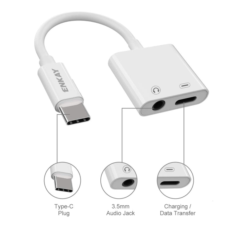 ENKAY ENK-AT106 USB-C / Type-C to 3.5mm Audio + Type-C Headphone & Charging Adapter Data Cable - Audio Adapter by ENKAY | Online Shopping UK | buy2fix