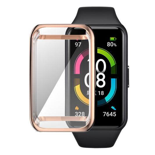 For Huawei Band 7/6 / Honor Band 6 ENKAY Hat-Prince Full Coverage Electroplated Soft TPU Case with Screen Protection(Rose Gold) by ENKAY