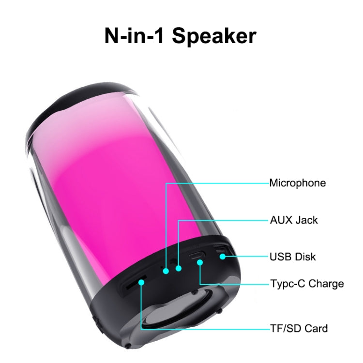 NBY8893 Pulsating Colorful Portable Stereo Bluetooth Speaker(Black) - Desktop Speaker by NBY | Online Shopping UK | buy2fix