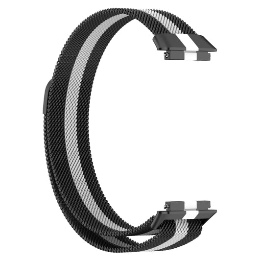 For Huawei Band 7 Milan Magnetic Watch Band(Black+White) by buy2fix
