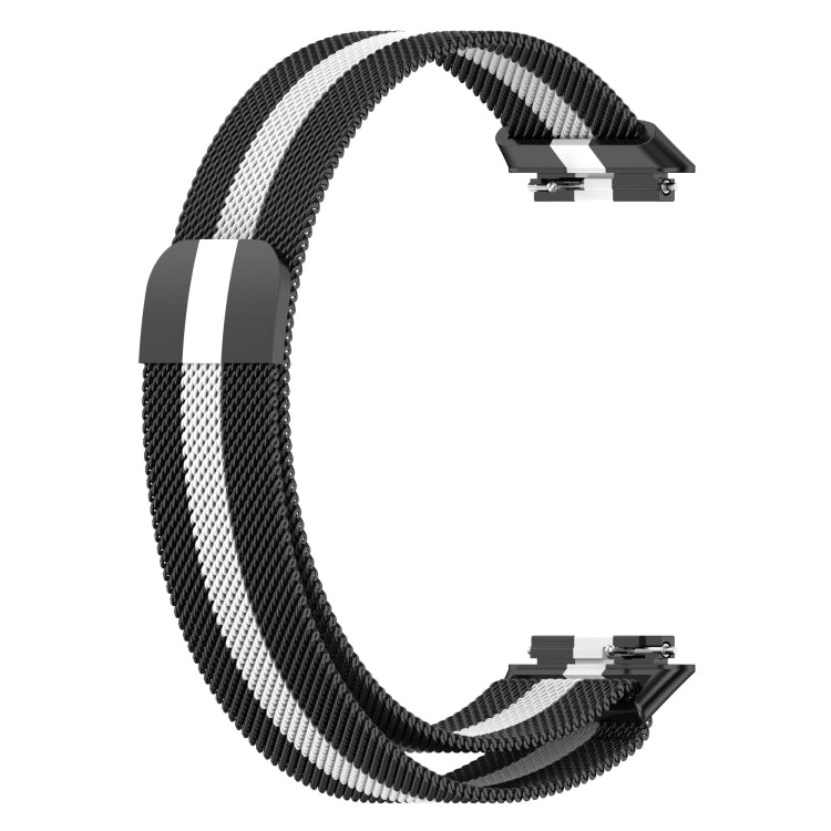 For Huawei Band 7 Milan Magnetic Watch Band(Black+White) by buy2fix