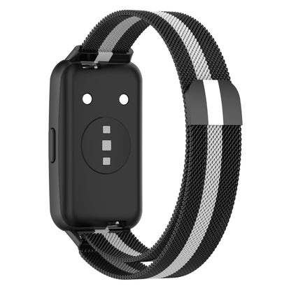 For Huawei Band 7 Milan Magnetic Watch Band(Black+White) by buy2fix