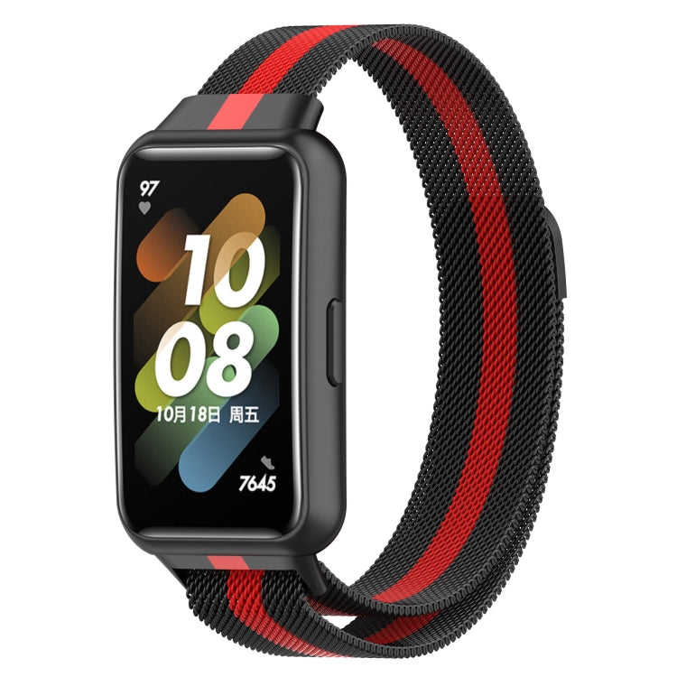 For Huawei Band 7 Milan Magnetic Watch Band(Black+Red) by buy2fix