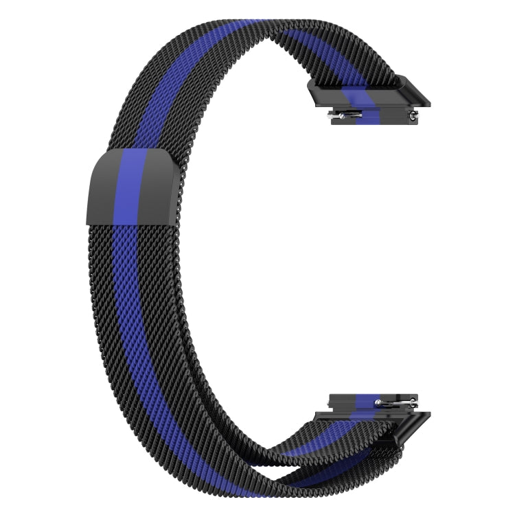 For Huawei Band 7 Milan Magnetic Watch Band(Black+Blue) by buy2fix