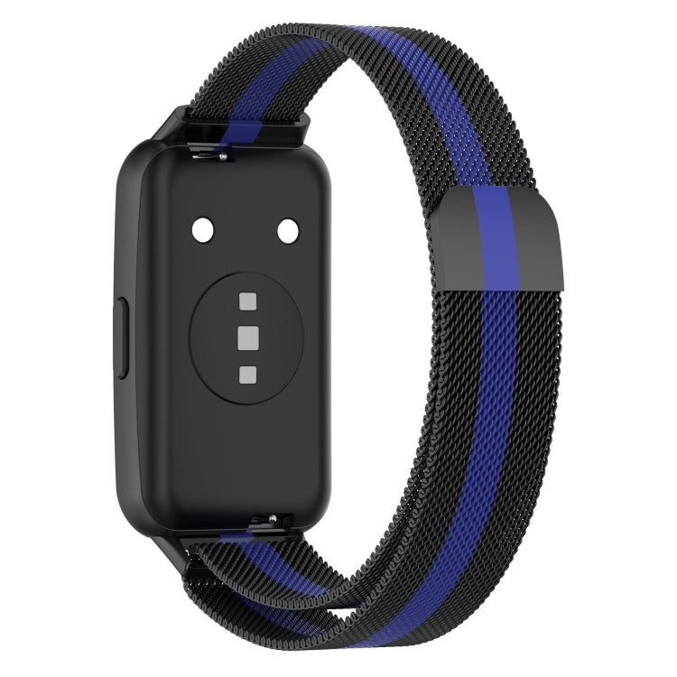 For Huawei Band 7 Milan Magnetic Watch Band(Black+Blue) by buy2fix