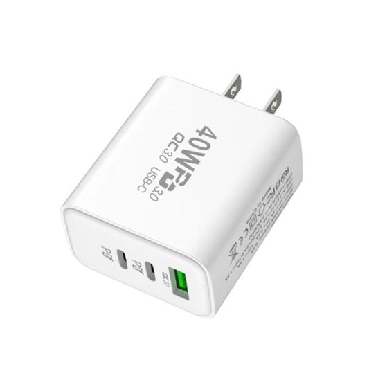 40W Dual PD + QC3.0 Ports Travel Charger for Mobile Phone Tablet(White US Plug) - USB Charger by buy2fix | Online Shopping UK | buy2fix
