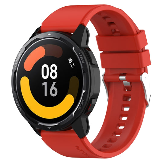 Protruding Head Silicone Strap Silver Buckle For Samsung Galaxy Watch Active2 40mm/44mm 20mm(Red)