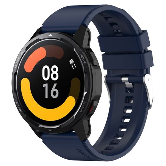 Protruding Head Silicone Strap Silver Buckle For Samsung Galaxy Watch Active2 40mm/44mm 20mm(Navy Blue)