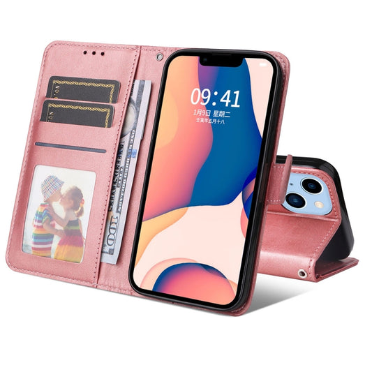 For iPhone 14 JSM Calf Texture Leather Phone Case (Pink) - iPhone 14 Cases by JUNSUNMAY | Online Shopping UK | buy2fix