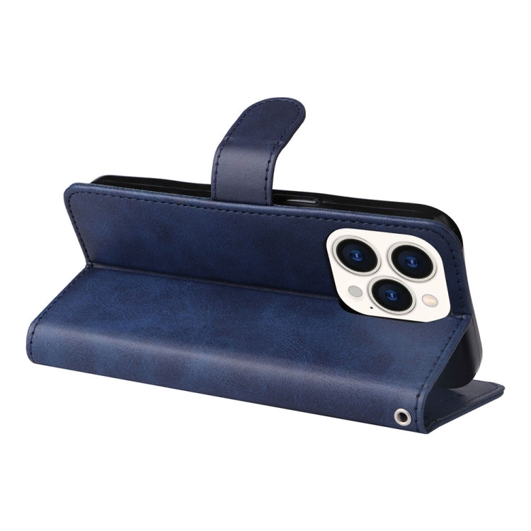 For iPhone 14 Pro Max JSM Calf Texture Leather Phone Case (Blue) - iPhone 14 Pro Max Cases by JUNSUNMAY | Online Shopping UK | buy2fix