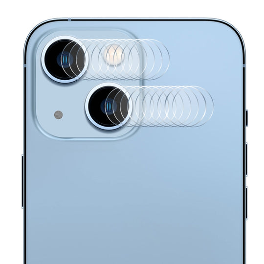 For iPhone 14 / 14 Plus 10 Set ENKAY 2 in 1 0.2mm 9H Tempered Glass Lens Film