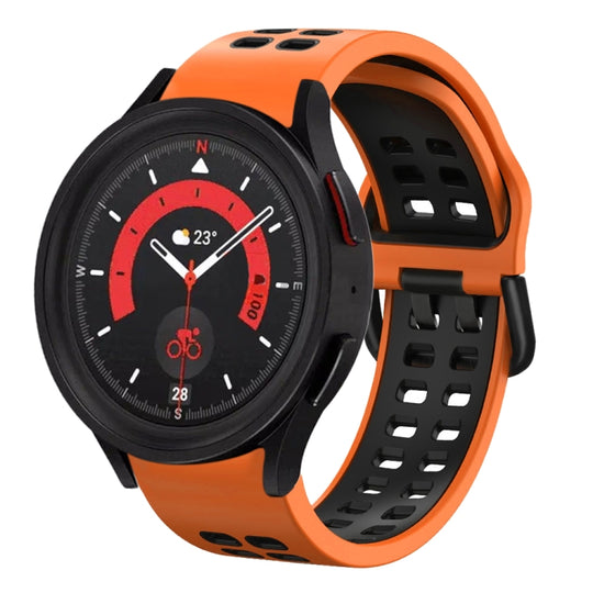 For Samsung Galaxy Watch 5  40mm 20mm Breathable Two-Color Silicone Watch Band(Orange+Black)