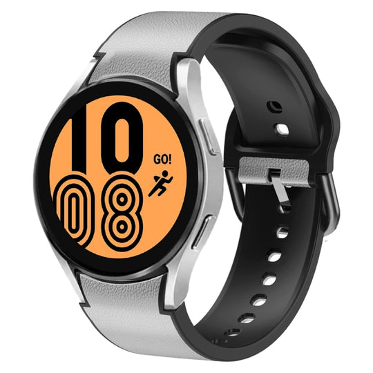 For Samsung Galaxy Watch 4 40mm Silicone Adhesive Leather Watch Band(Light Grey)