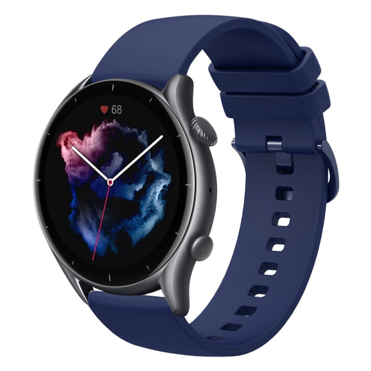 For Amazfit GTR 3 22mm Solid Color Soft Silicone Watch Band(Navy Blue)