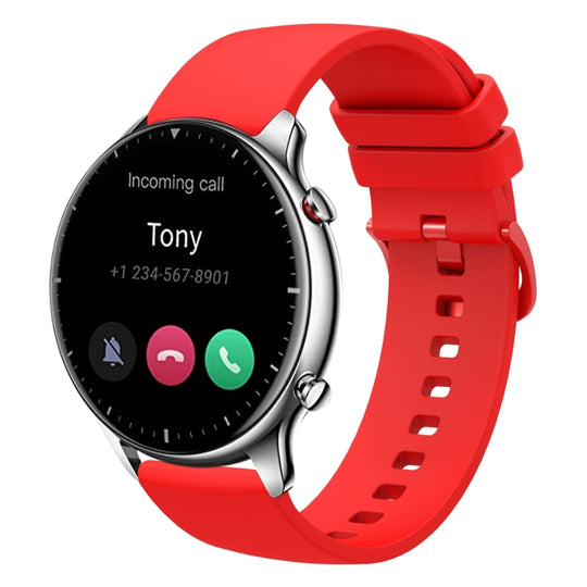 For Amazfit GTR 2 22mm Solid Color Soft Silicone Watch Band(Red)