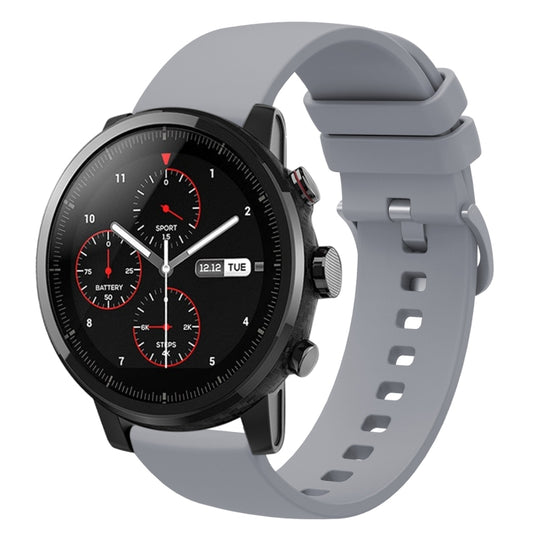 For Amazfit Stratos 22mm Solid Color Soft Silicone Watch Band(Grey)