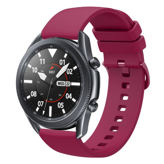 For Samsung Galaxy Watch3 45mm 22mm Solid Color Soft Silicone Watch Band(Wine Red)