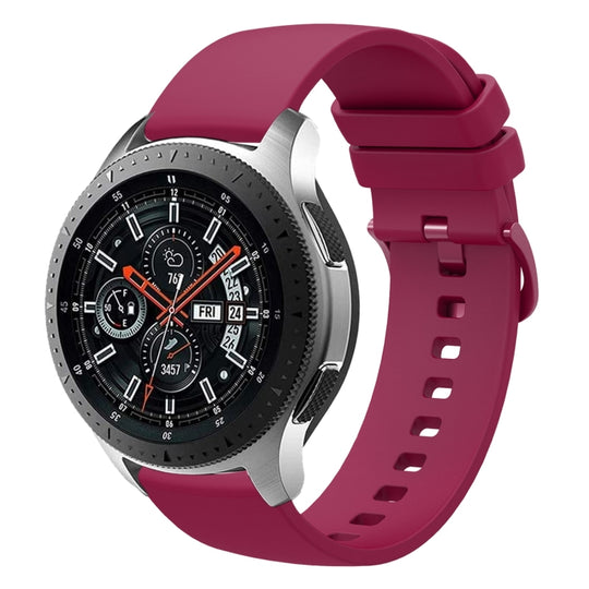 For Samsung Galaxy Watch 46mm 22mm Solid Color Soft Silicone Watch Band(Wine Red)