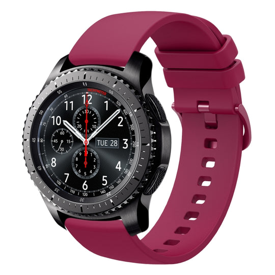 For Samsung Gear S3 Frontier 22mm Solid Color Soft Silicone Watch Band(Wine Red)