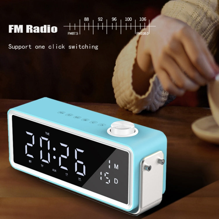 AEC K5 Mirror Alarm Clock Bluetooth Speakers with LED Light Support TF / FM(Black) - Desktop Speaker by AEC | Online Shopping UK | buy2fix