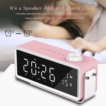 AEC K5 Mirror Alarm Clock Bluetooth Speakers with LED Light Support TF / FM(Black) - Desktop Speaker by AEC | Online Shopping UK | buy2fix